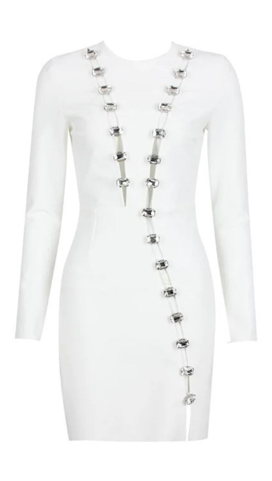 BODYCON SPLIT DRESS IN WHITE