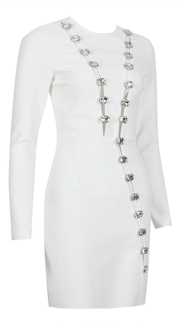 AIIZIE BODYCON SPLIT DRESS IN WHITE - product image