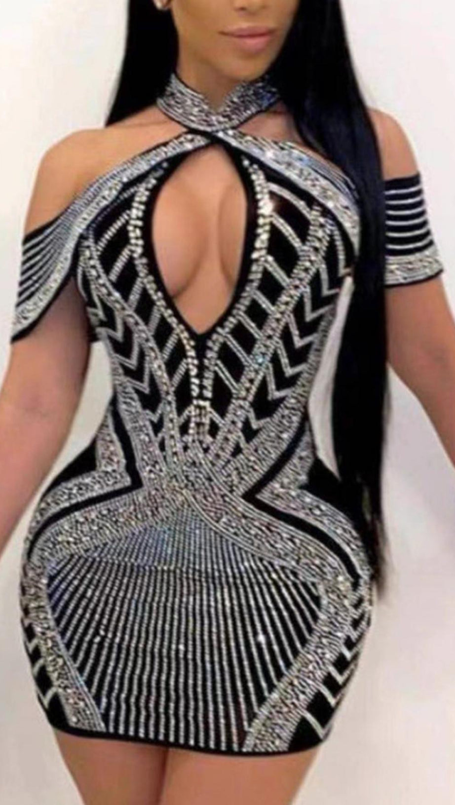 OFF THE SHOULDER HALTER MINI DRESS