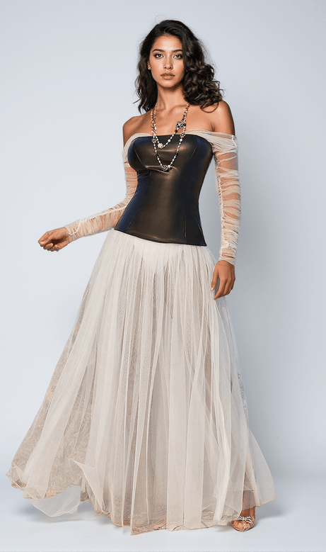 Gasira Patchwork Tulle Maxi Dress