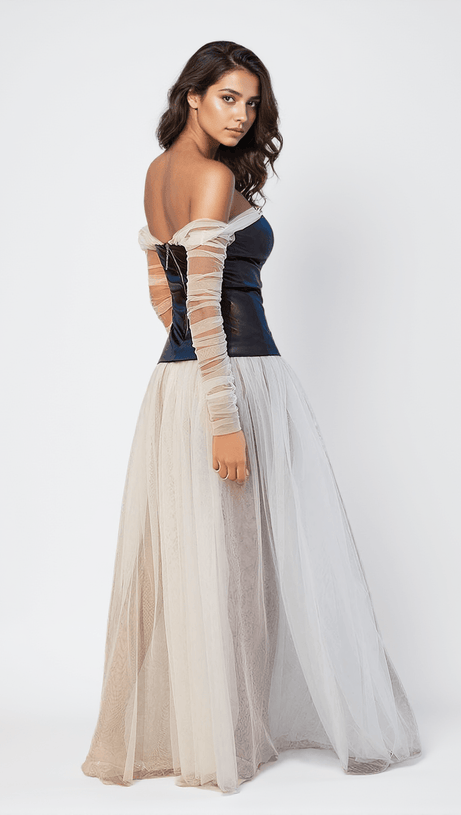 Gasira Patchwork-Maxikleid aus Tüll