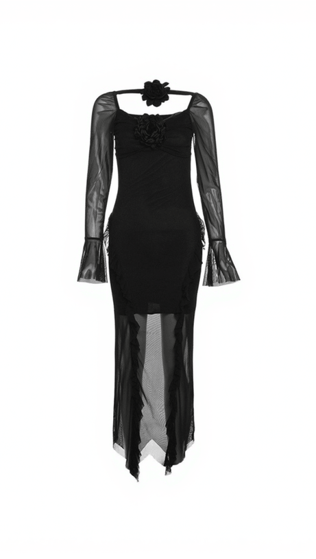 Gussie – Geblümtes Rüschenkleid aus Netzstoff