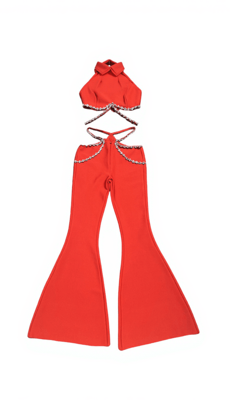 Kesar Neckholder-Bandage-Hosenset mit Kristallen