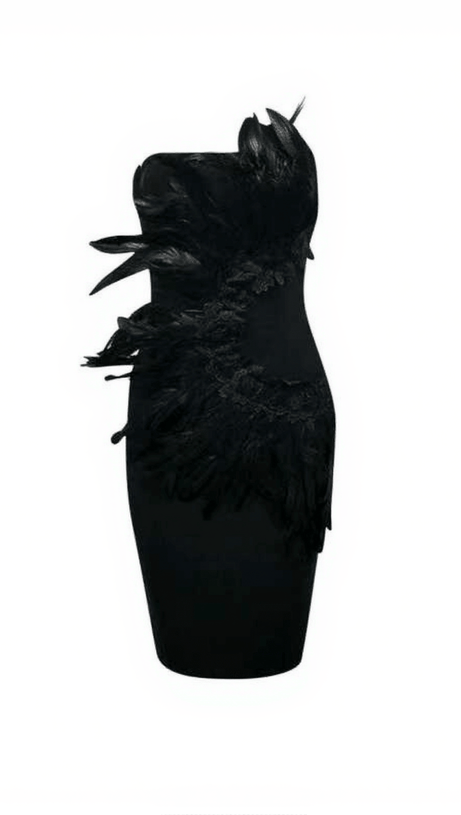 Paislee-Feder-Bandage-Minikleid