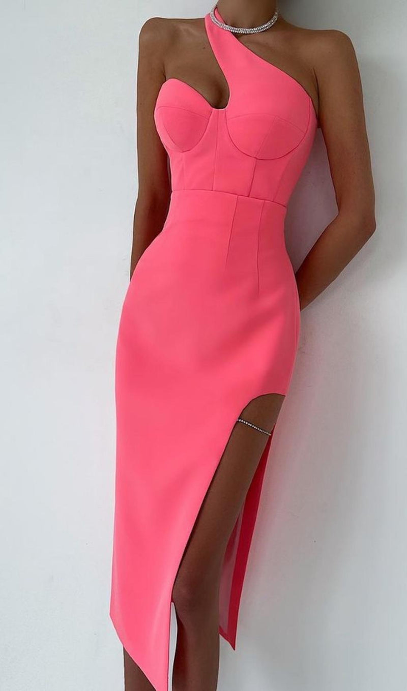 ONE SHOULDER MIDI DRESS