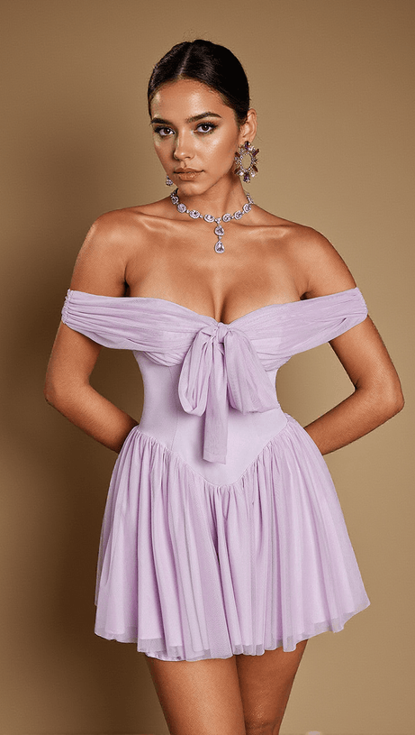 ABITO CORTO IN RETE CON SPALLE SCOPERTE ISIDORE