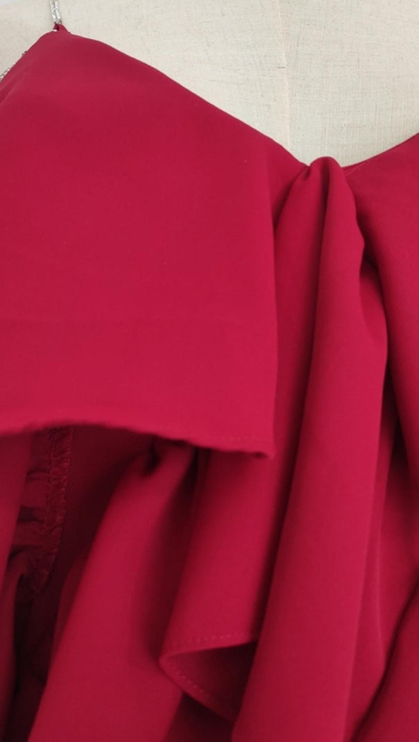 AIIZIE V NECK SLEEVELESS MINI DRESS IN RED - product image