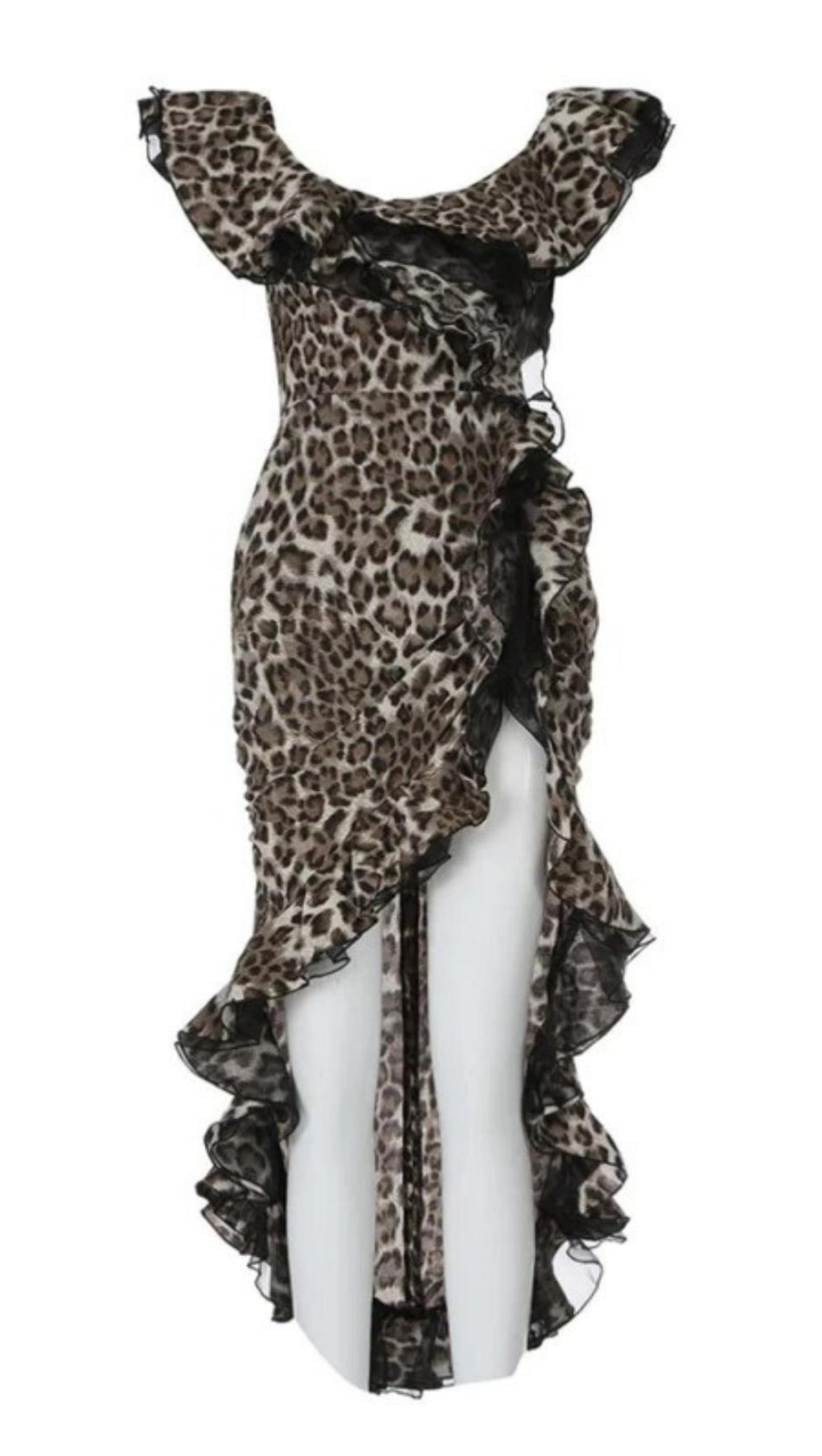 TRÄGERLOSES MINIKLEID MIT LEOPARDENMUSTER