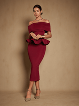 Augustus Off Shoulder Flounce Midi Dress