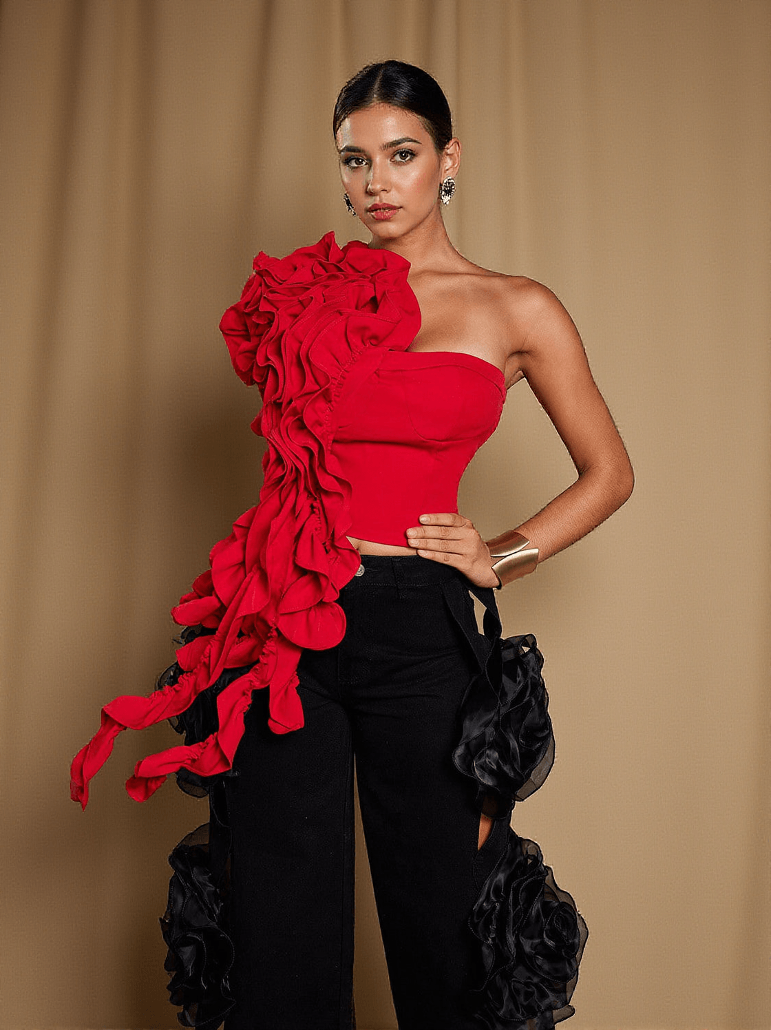 JAYDEN ONE SHOULDER RUCHED TOP