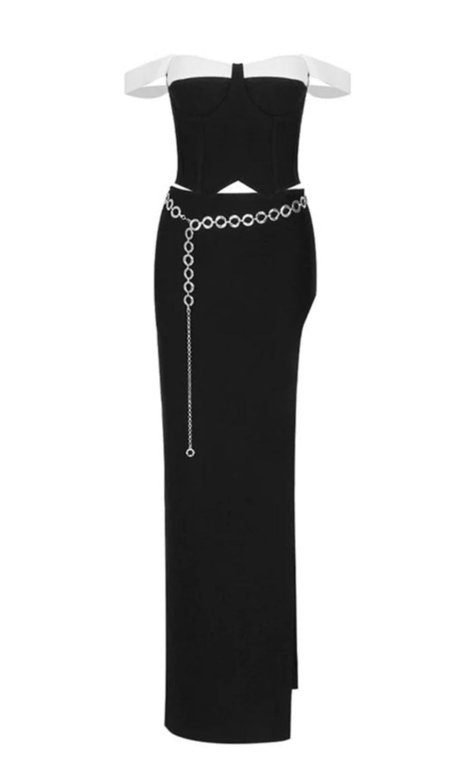 TRÄGERLOSES MAXIKLEID, ZWEITEILIGES SET