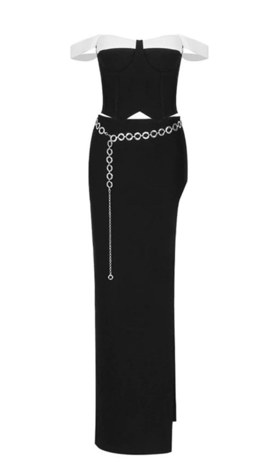 TRÄGERLOSES MAXIKLEID, ZWEITEILIGES SET