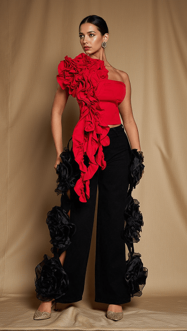 AIIZIE JAYDEN ONE SHOULDER RUCHED TOP - product image