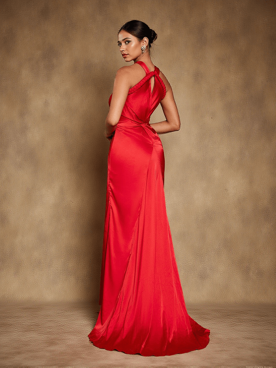 SAMSON HALTERNECK SATIN MAXI DRESS