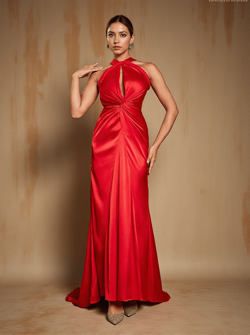 Samson Halterneck Satin Maxi Dress