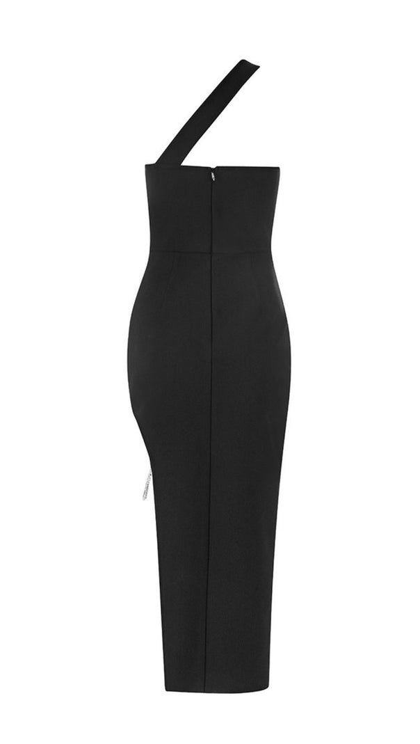 AIIZIE ONE SHOULDER MIDI DRESS IN BLACK - product image