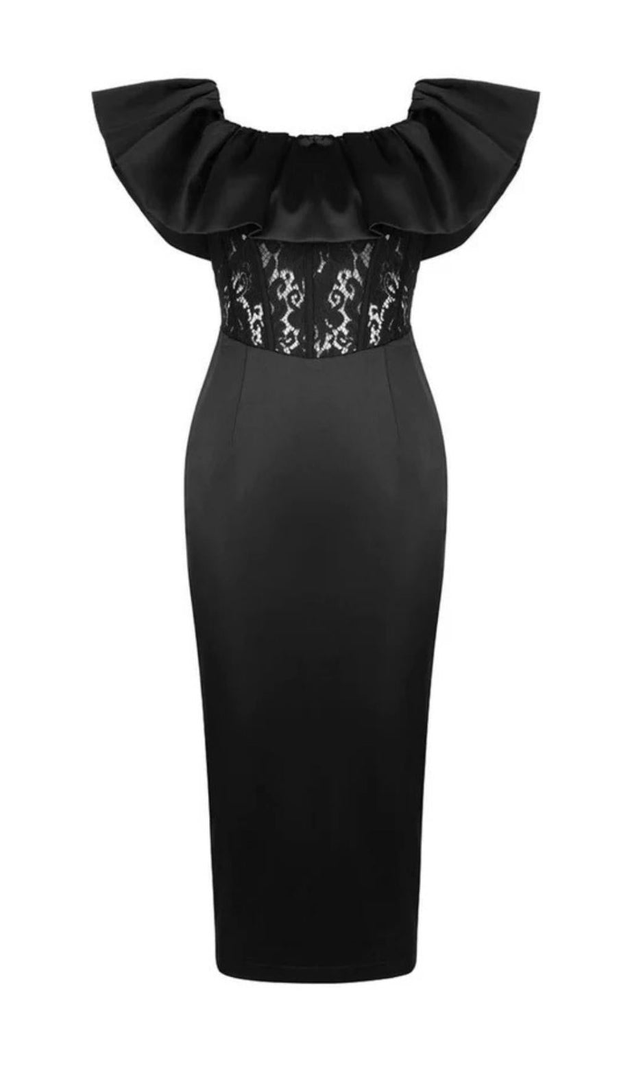 ABITO MIDI IN PIZZO CON SPALLE SCOPERTE