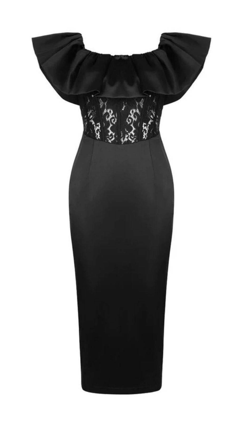 ABITO MIDI IN PIZZO CON SPALLE SCOPERTE