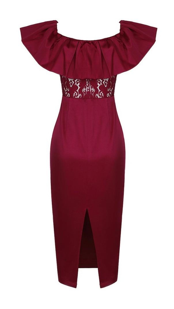 AIIZIE OFF SHOULDER LACE MIDI DRESS - product image
