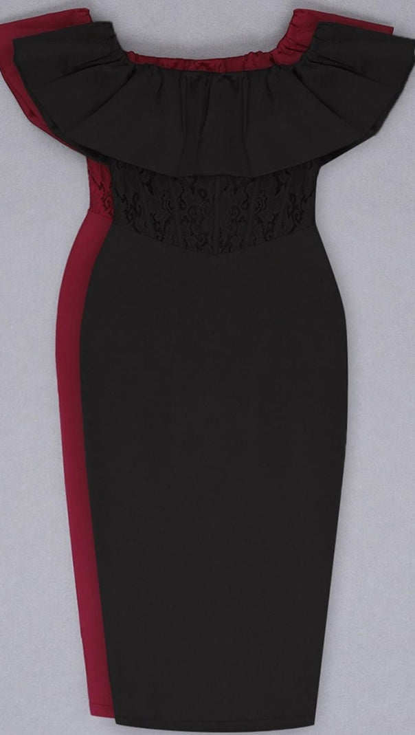 AIIZIE OFF SHOULDER LACE MIDI DRESS - product image