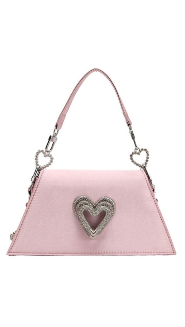 AIIZIE CRYSTAL HEART PINK KELLY BAG - product image