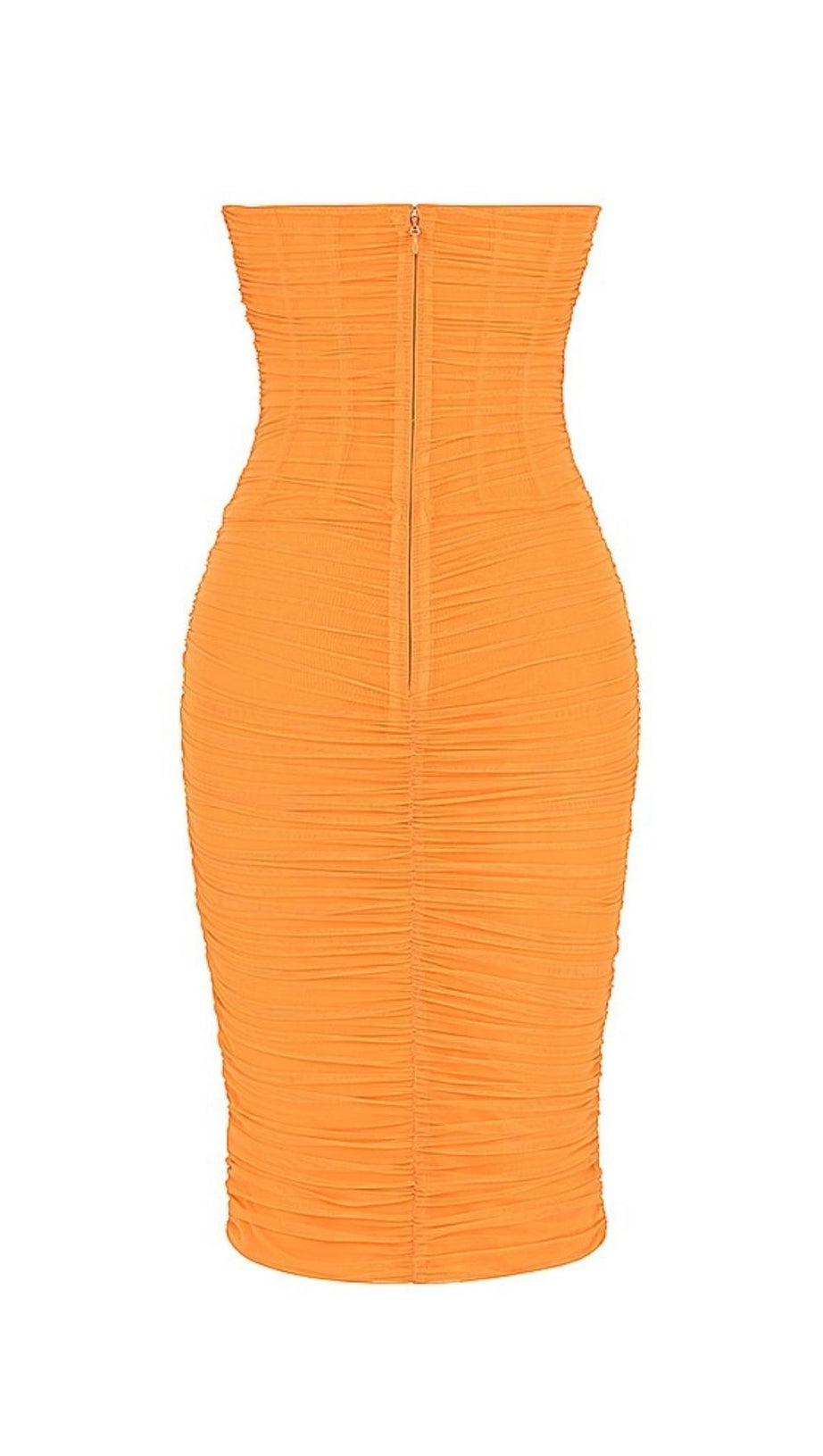 STRAPLESS CORSET MIDI DRESS