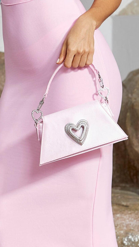 CRYSTAL HEART PINK KELLY BAG