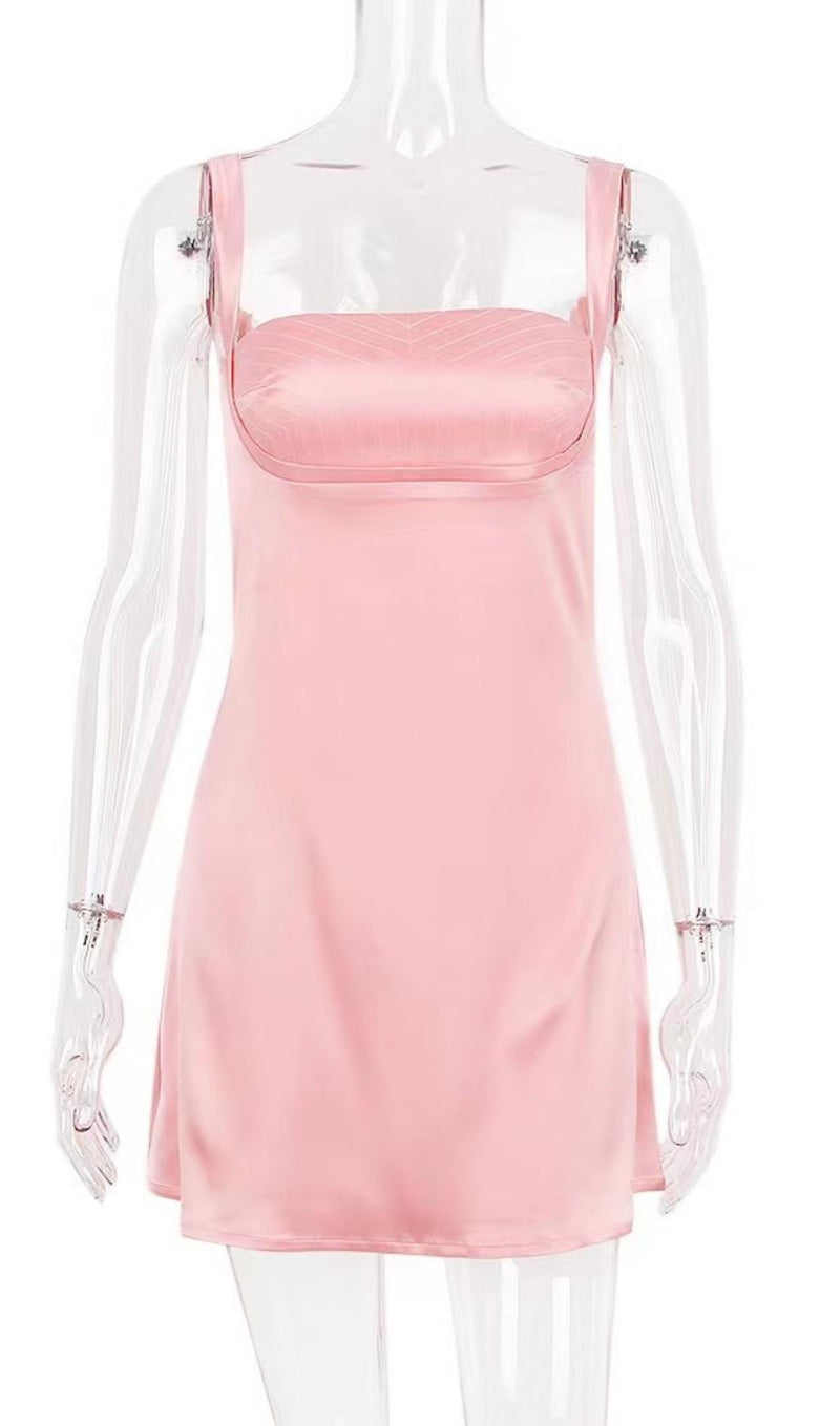 SATIN MINI DRESS IN PINK