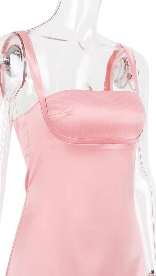 MINI ABITO IN RASO ROSA