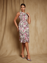 Nael Sleeveless Flower Embroidered Midi Dress