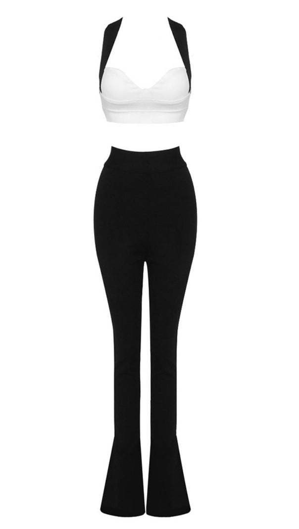 AIIZIE LACEUP TWO PIECE SUIT IN WHITE & BLACK - product image