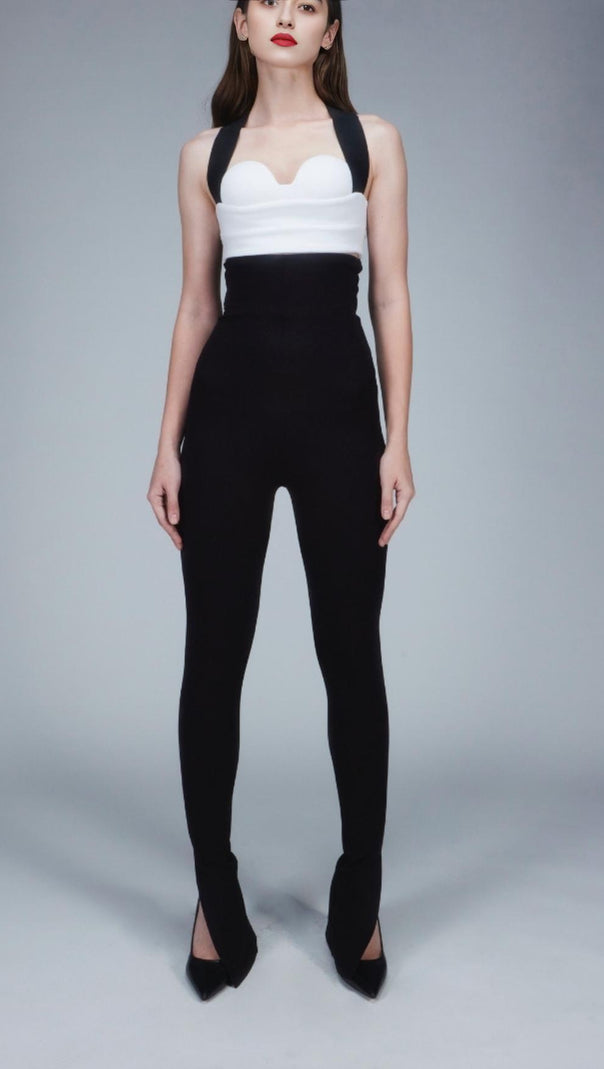AIIZIE LACEUP TWO PIECE SUIT IN WHITE & BLACK - product image
