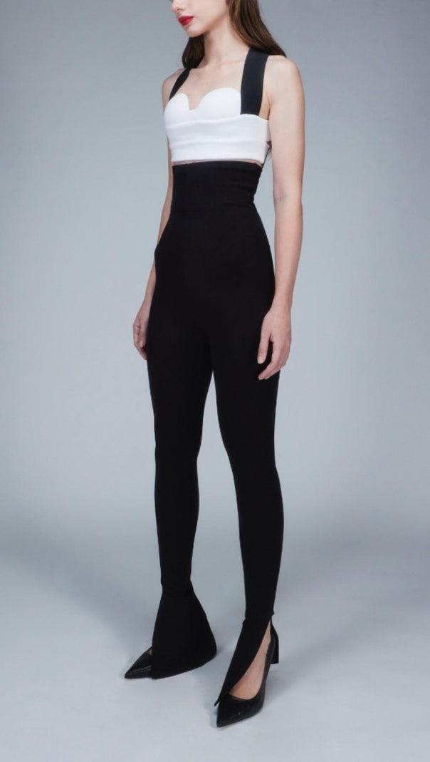 AIIZIE LACEUP TWO PIECE SUIT IN WHITE & BLACK - product image