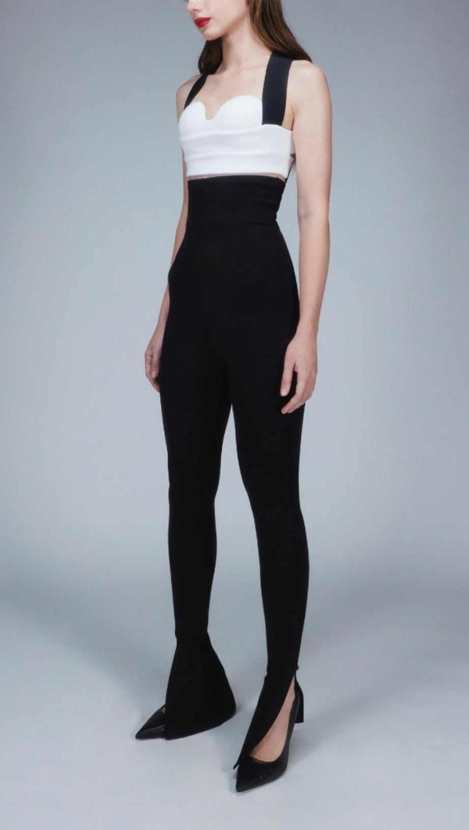 LACEUP TWO PIECE SUIT IN WHITE & BLACK