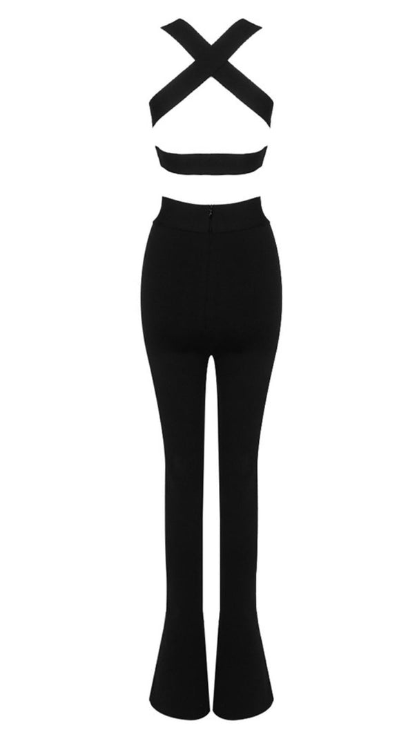 AIIZIE LACEUP TWO PIECE SUIT IN WHITE & BLACK - product image