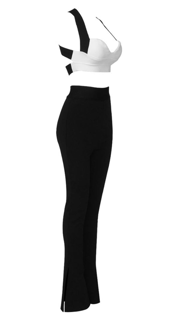 AIIZIE LACEUP TWO PIECE SUIT IN WHITE & BLACK - product image