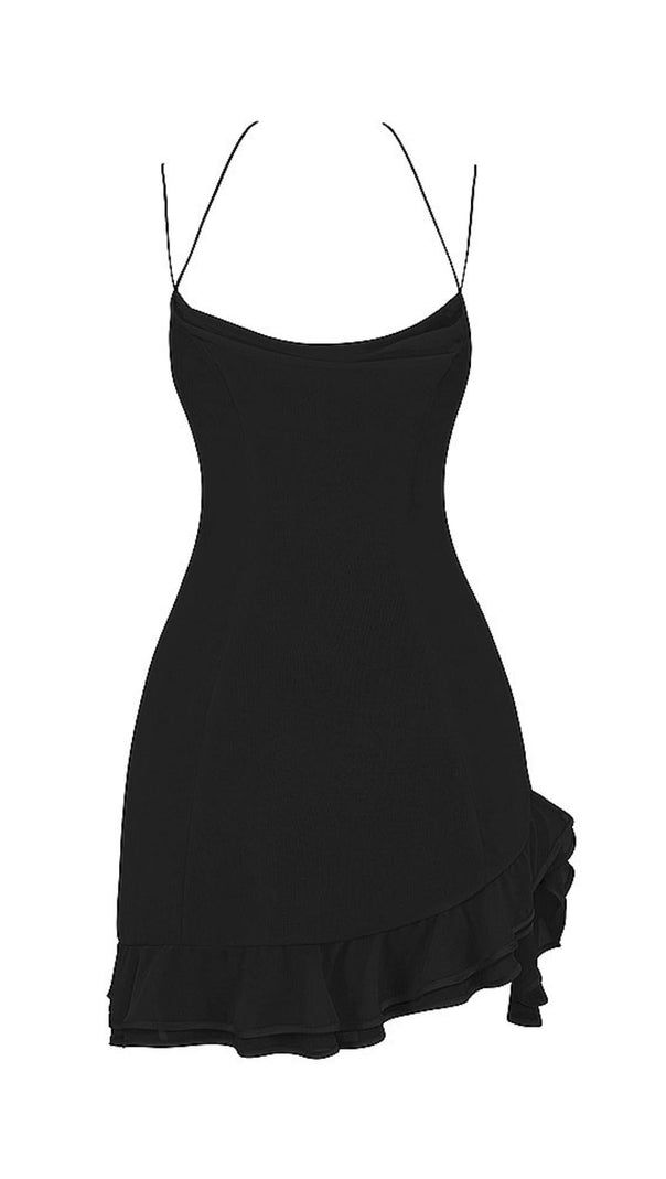 AIIZIE RUFFLE MINI DRESS IN BLACK - product image