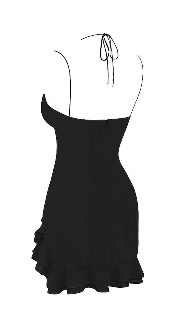 AIIZIE RUFFLE MINI DRESS IN BLACK - product image