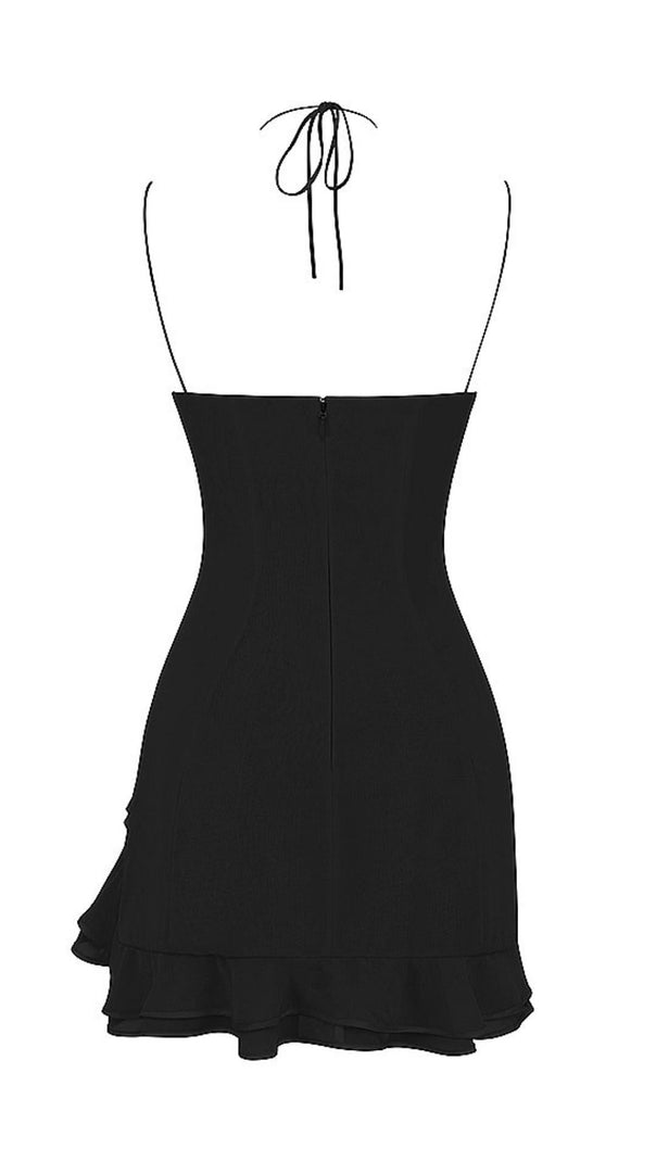 AIIZIE RUFFLE MINI DRESS IN BLACK - product image