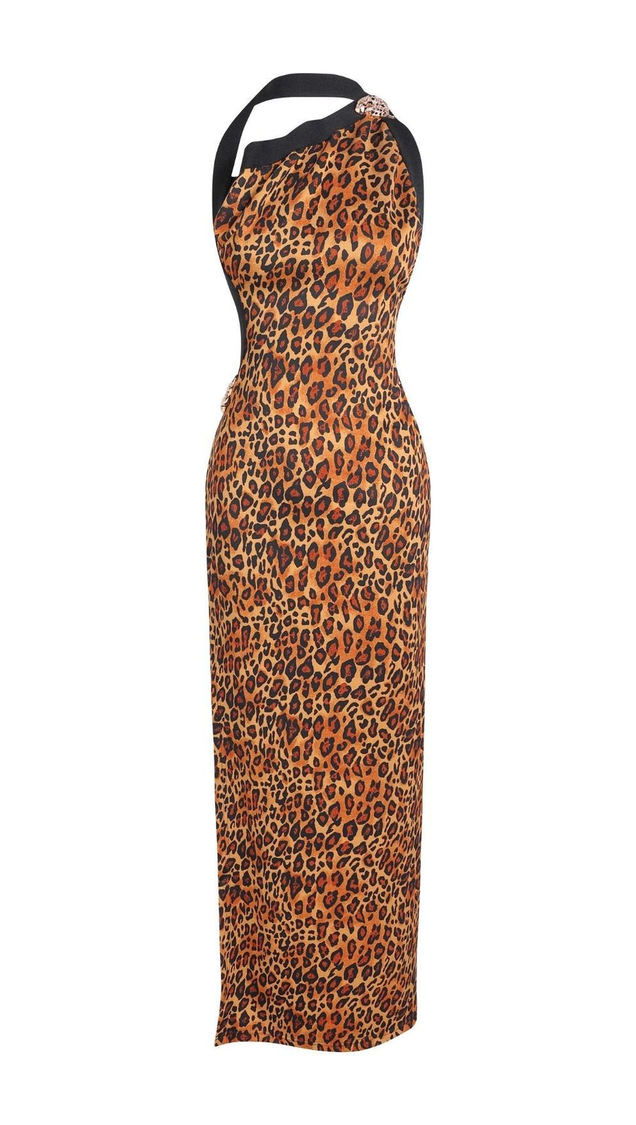 LEOPARD HIGH SPLIT MAXI DRESS