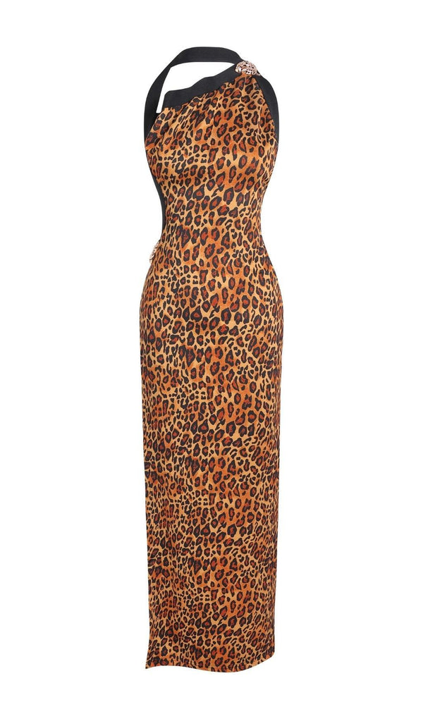 LEOPARD HIGH SPLIT MAXI DRESS