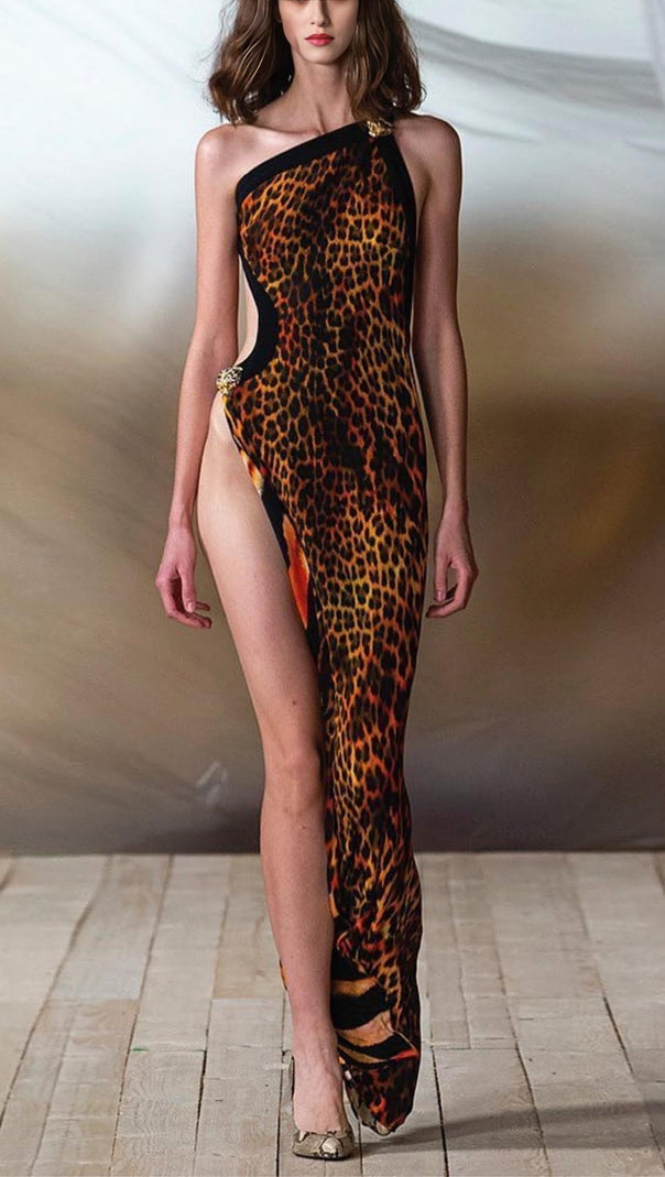 AIIZIE LEOPARD HIGH SPLIT MAXI DRESS - product image
