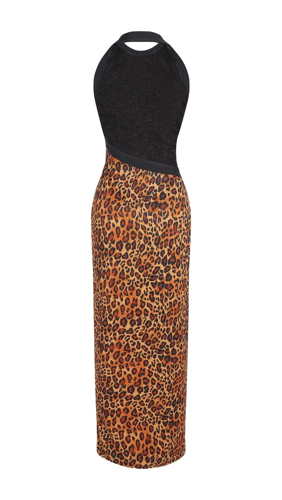 LEOPARD HIGH SPLIT MAXI DRESS