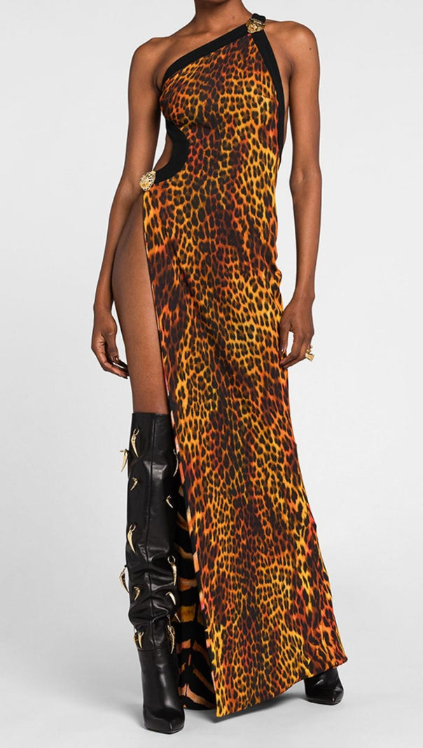 AIIZIE LEOPARD HIGH SPLIT MAXI DRESS - product image