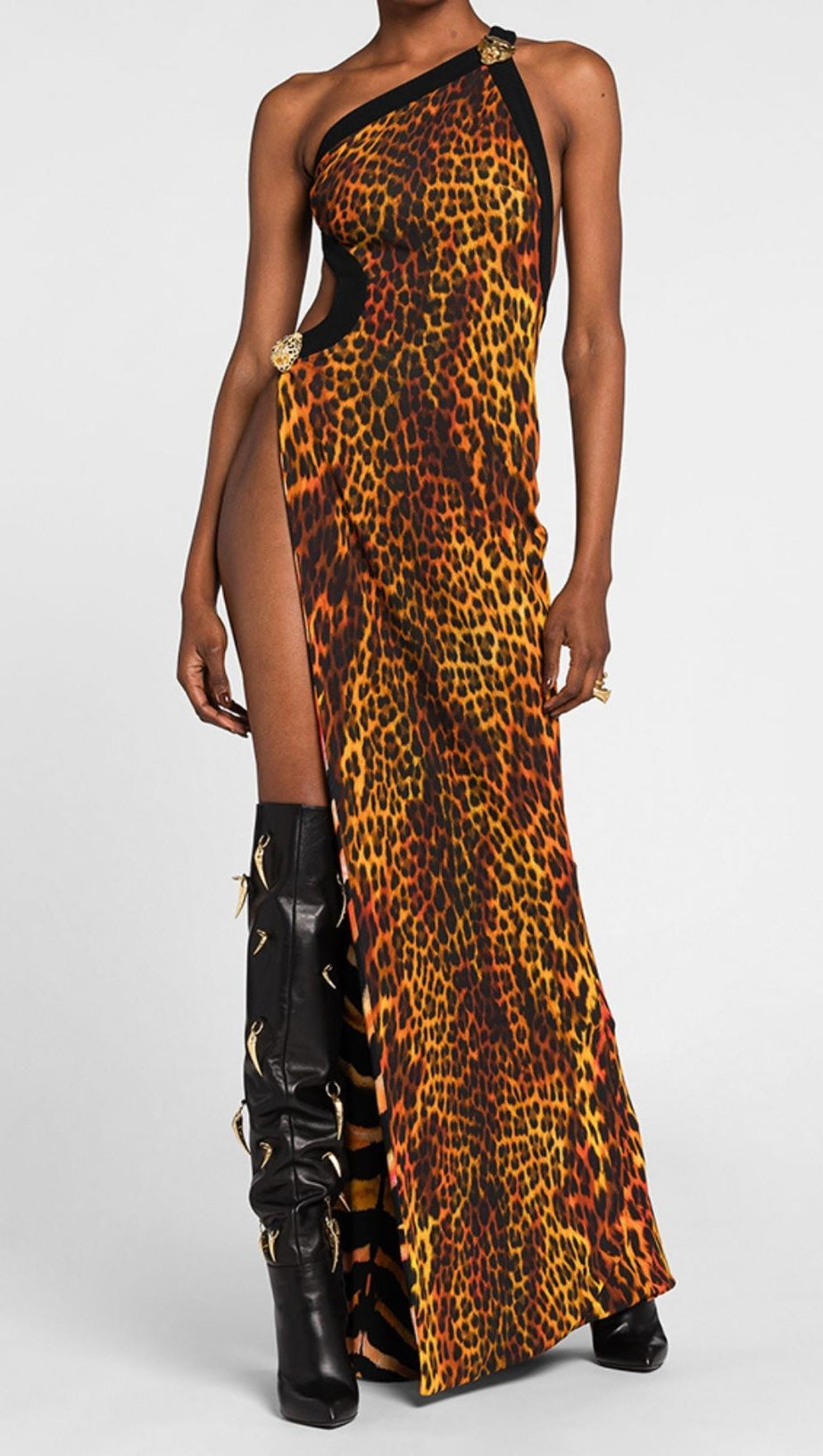 LEOPARD HIGH SPLIT MAXI DRESS