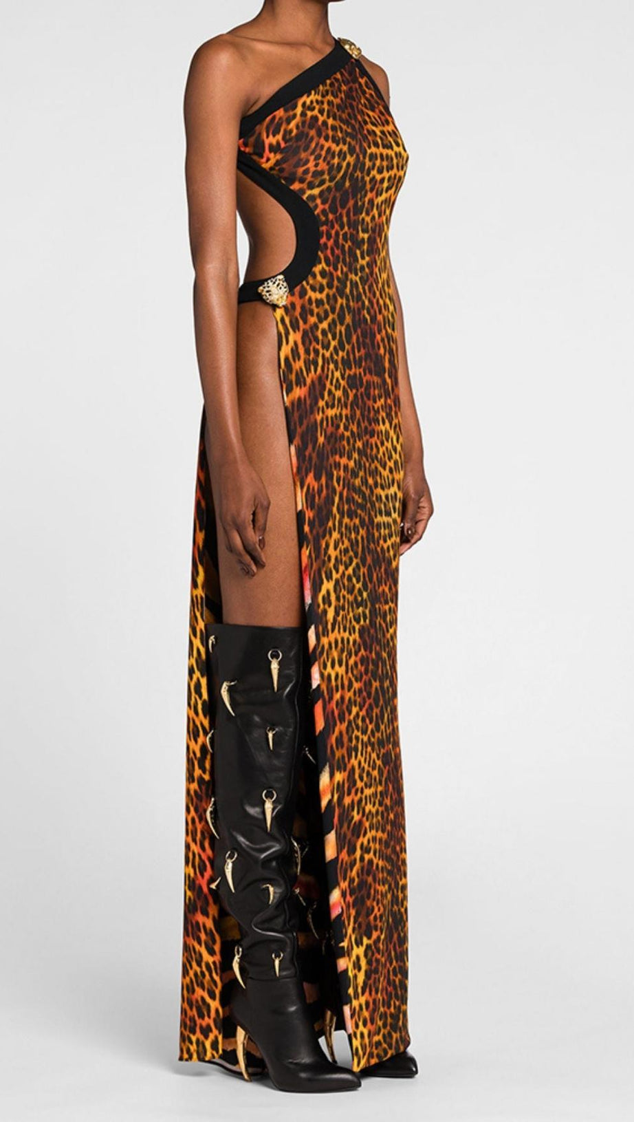 LEOPARD HIGH SPLIT MAXI DRESS