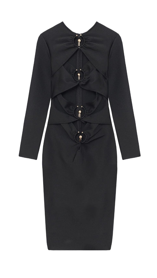 AIIZIE BANDAGE MIDI DRESS IN BLACK - product image