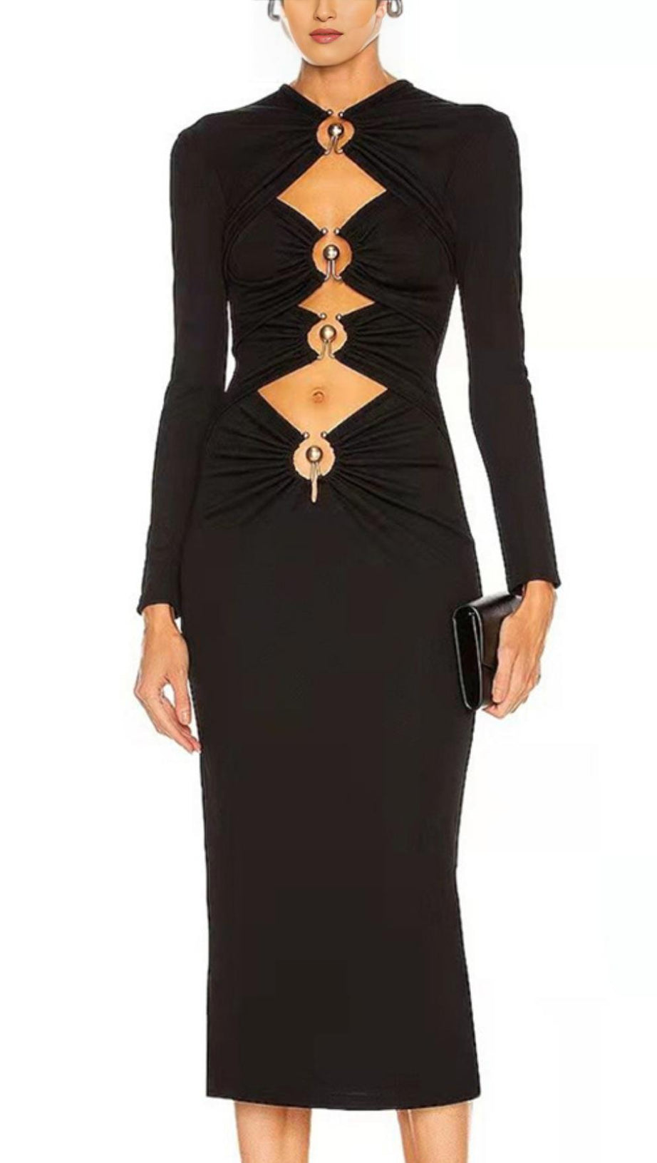 BANDAGE MIDI DRESS IN BLACK