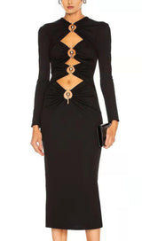 BANDAGE MIDI DRESS IN BLACK