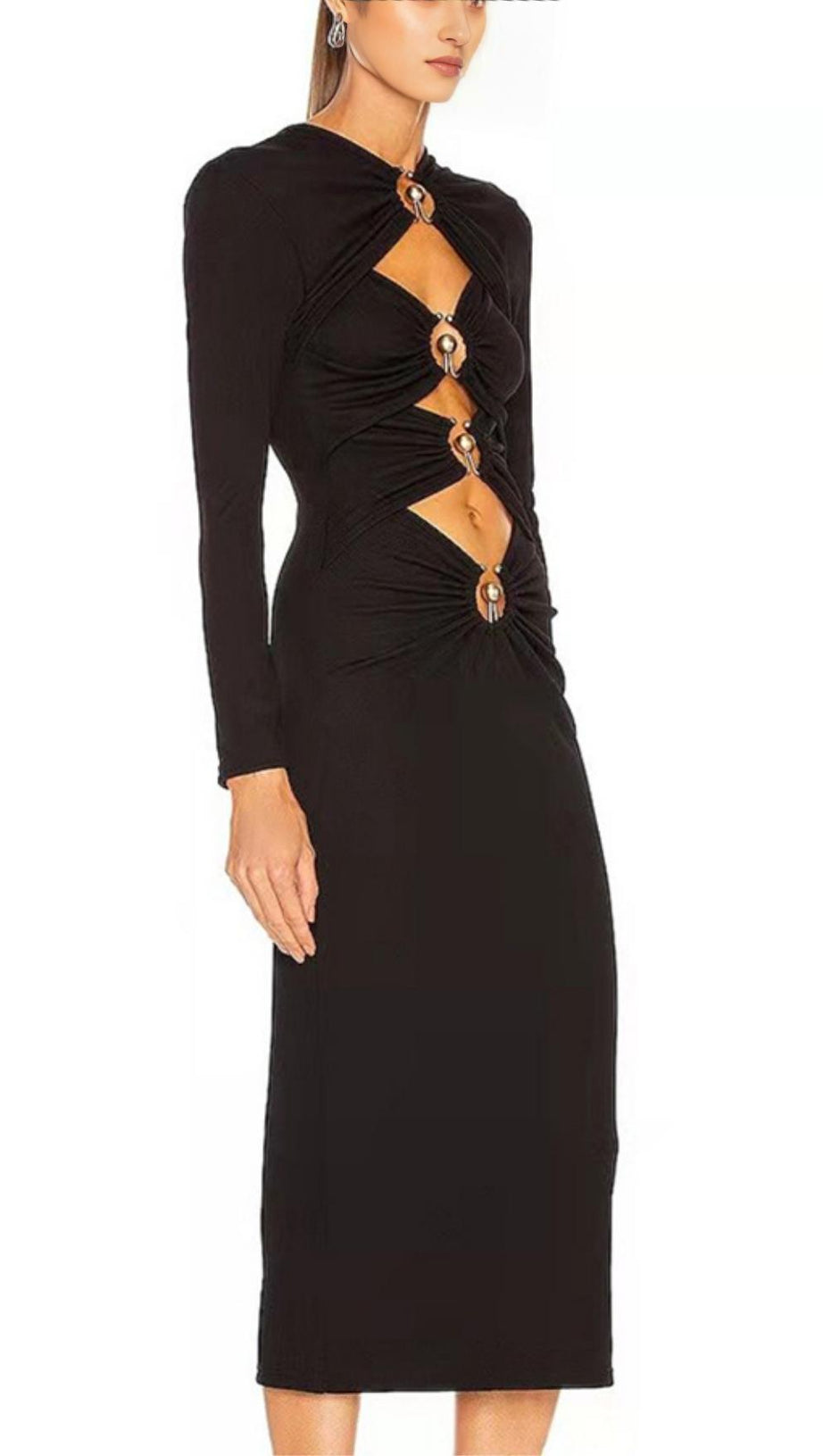 BANDAGE MIDI DRESS IN BLACK